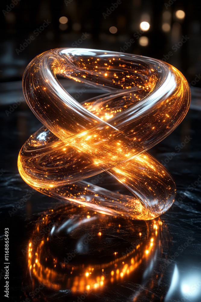 Poster a futuristic gyroscope spinning with a soft glow,