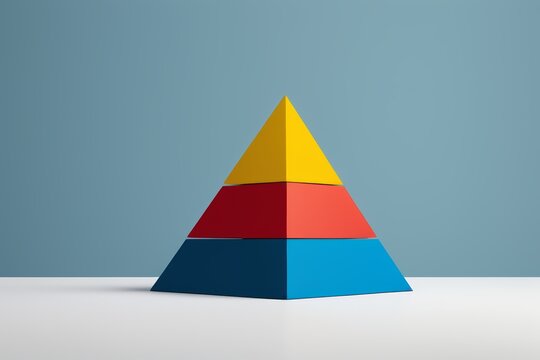 arafed pyramid of colored paper on a white surface
