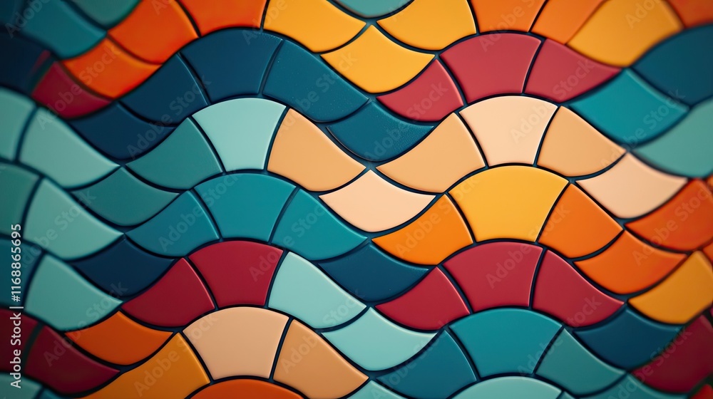 Poster mosaic abstract background concept. colorful abstract wave pattern showcasing vibrant mosaic tiles i