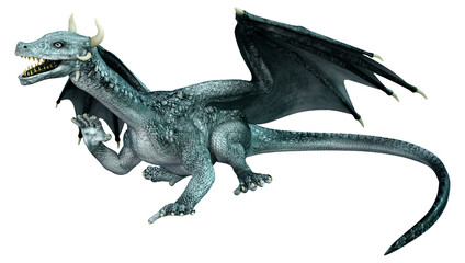 3D Rendering Fairy Tale Dragon on White