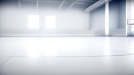 Empty Modern Indoor Basketball Court Design