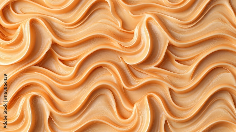 Poster smooth creamy texture with wavy patterns in soft orange hue