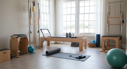 Bright Pilates Studio with Reformer, Ladder Barrel and Equipment