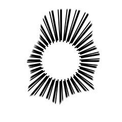 Abstract vector of circular sound waves with wavy radial frame, audio spectrum and geometric music equalizer. Suitable for music or technology logos, icons and designs. Isolated on white background.