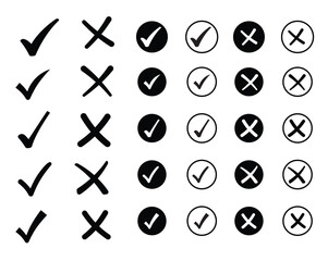 Check and Crosses line art set