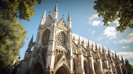 Majestic Gothic Cathedral Under a Dramatic Sky: A Glorious Example of Gothic Architecture