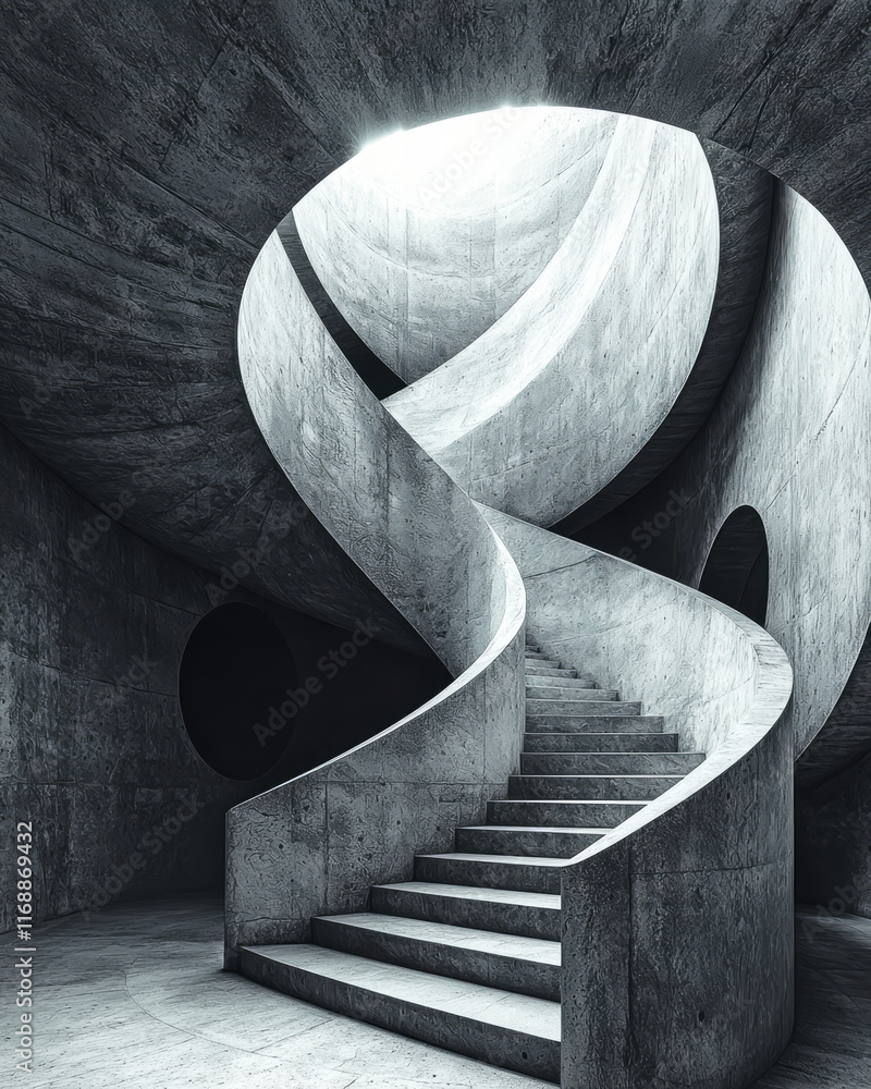 Aufkleber a surreal spiral staircase that loops endlessly, symbolizing avoidance,