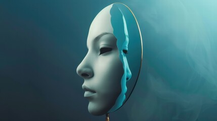 Fototapeta premium Visualization of the internal battle and insecurity of imposter syndrome