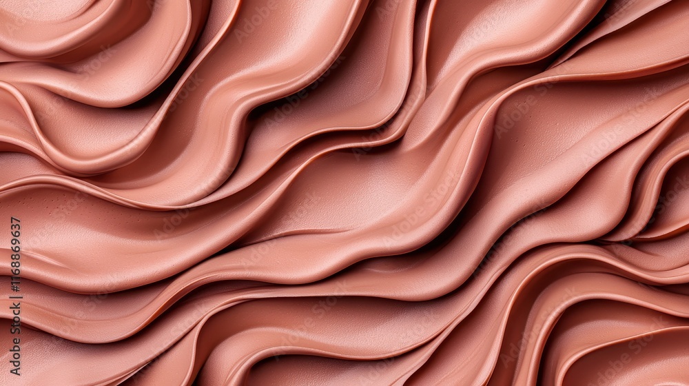 Poster flowing waves of creamy texture in soft coral color background