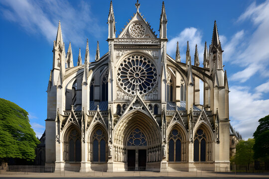 Majestic Gothic Cathedral Under a Dramatic Sky: A Glorious Example of Gothic Architecture