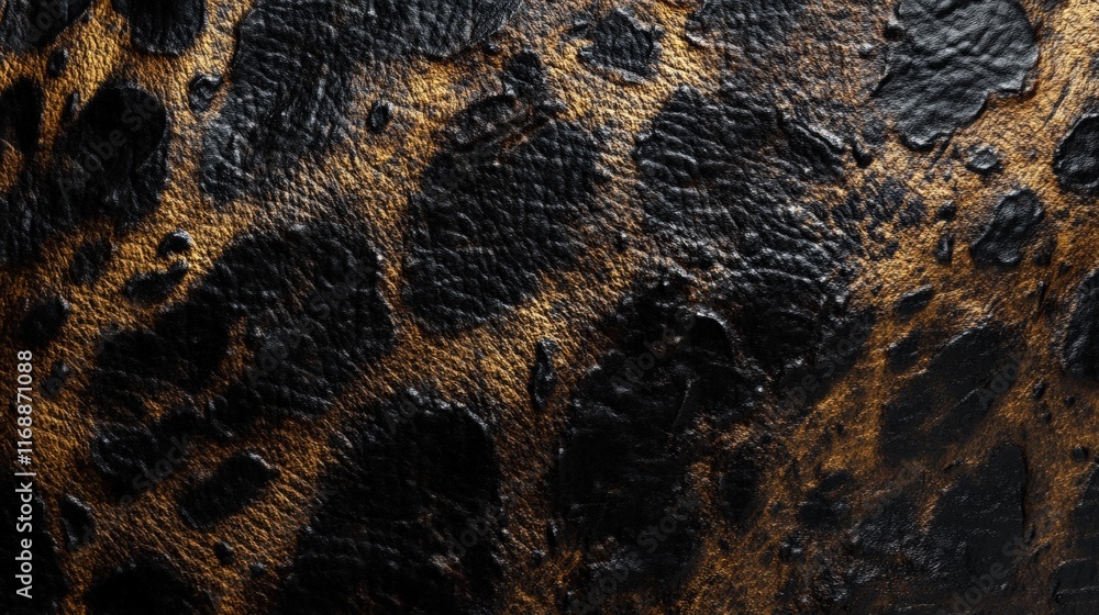 Poster detailed close-up of leopard skin texture showcasing unique patterns and vibrant colors contributing