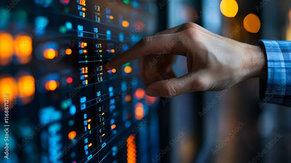 Aufkleber Conservation Energy Smart Grids Innovation advanced control panels managing smart grid networks Stock Photo with side copy space