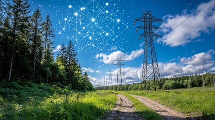 Conservation Energy Smart Grids Innovation advanced control panels managing smart grid networks Stock Photo with side copy space