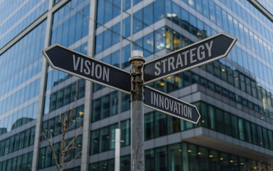 Fototapeta premium crossroads sign representing Vision, strategy and innovation.