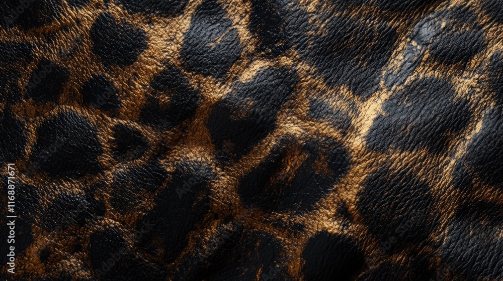 Poster high-resolution leopard skin texture with intricate patterns and unique color variations showcasing 