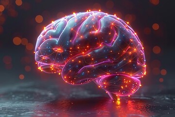 A Digital Illustration of a Human Brain with Intricate Neural Networks