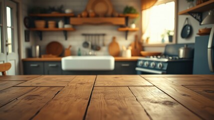 Rustic Kitchen Tabletop Displaying a Cozy and Warm Home Setting