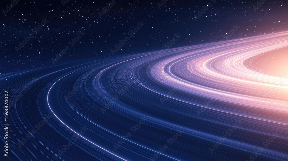 Poster galaxy abstract background concept. a captivating view of colorful rings surrounding a distant plane
