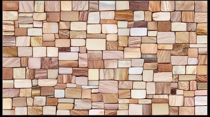 Mosaic Pattern of Various Natural Stone Tiles in Earthy Tones