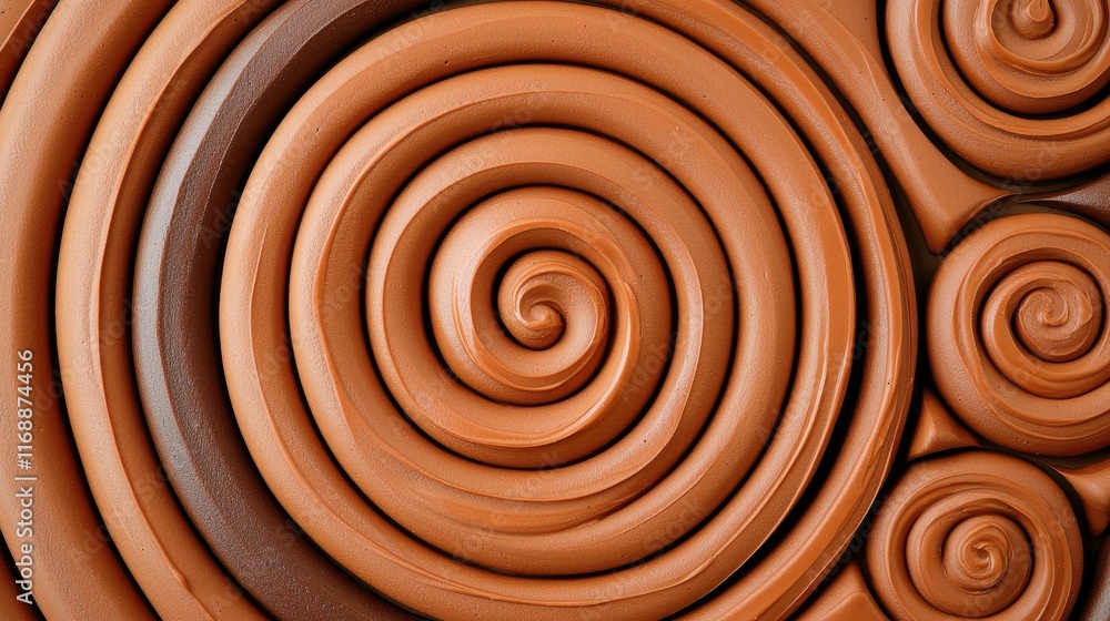 Poster brown spiral patterns in clay with smooth textures and curves