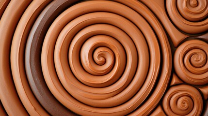 Fototapeta premium Brown Spiral Patterns in Clay with Smooth Textures and Curves