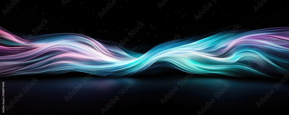 Poster galaxy abstract background concept. vibrant wave pattern with flowing colors on a dark background, p