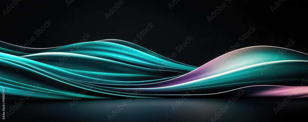 Poster galaxy abstract background concept. abstract waves in vibrant colors flowing smoothly on a dark back