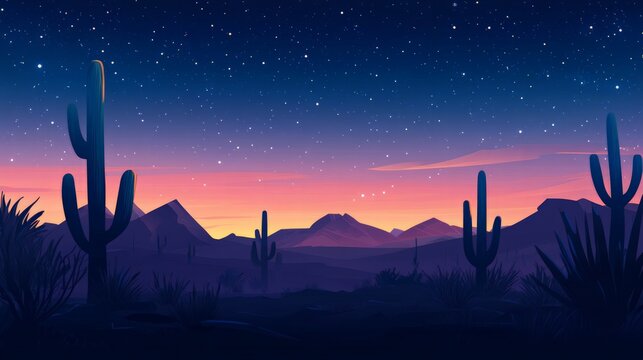 Desert sunset landscape arizona digital art serene environment panoramic view tranquility and nature
