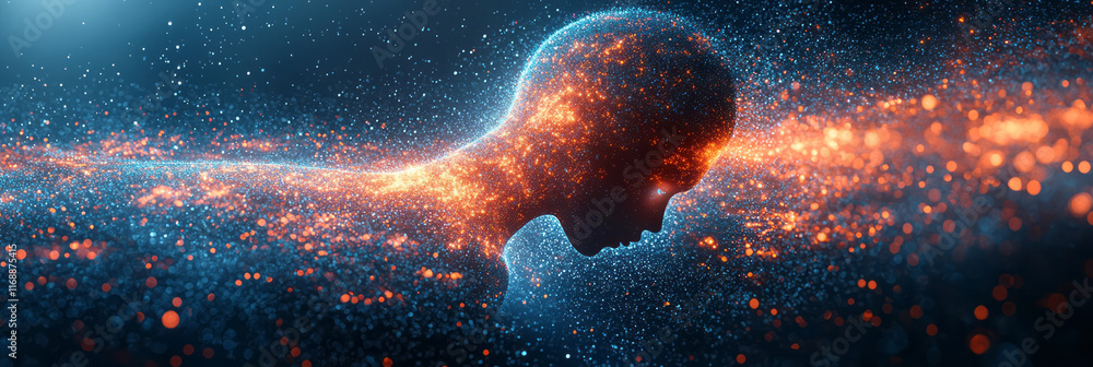Poster a conceptual holographic display glowing with advanced multisensory input,