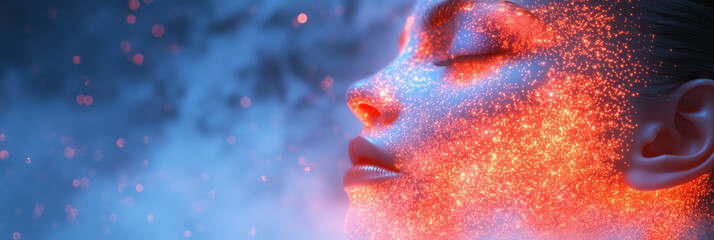A conceptual holographic display glowing with advanced multisensory input,
