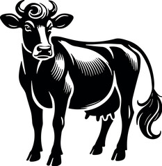Jersey Cow vector black silhouette cricut design for T-shirt

