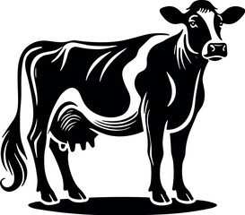 Jersey Cow vector black silhouette cricut design for T-shirt

