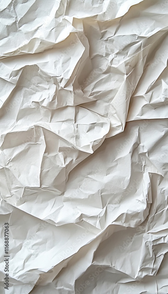 Poster white crumpled wrinkled paper texture background with a lot of random textured patterns