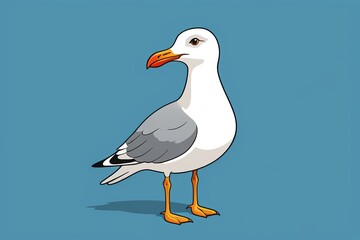 Obraz premium arafed seagull standing on a blue background with a yellow beak
