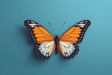 Obraz premium there is a butterfly that is sitting on a blue surface