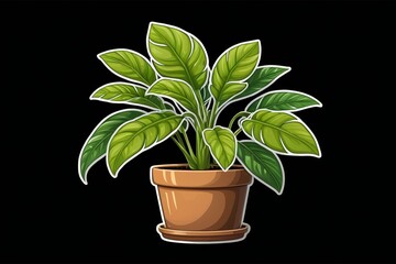 Obraz premium a close up of a potted plant with green leaves