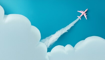 A scene where an airplane cuts through the clouds and flies through the sky