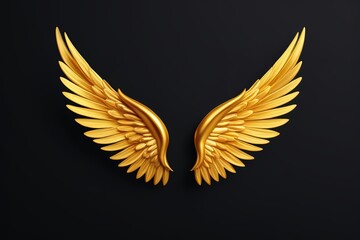 Obraz premium a close up of a pair of golden wings on a black background