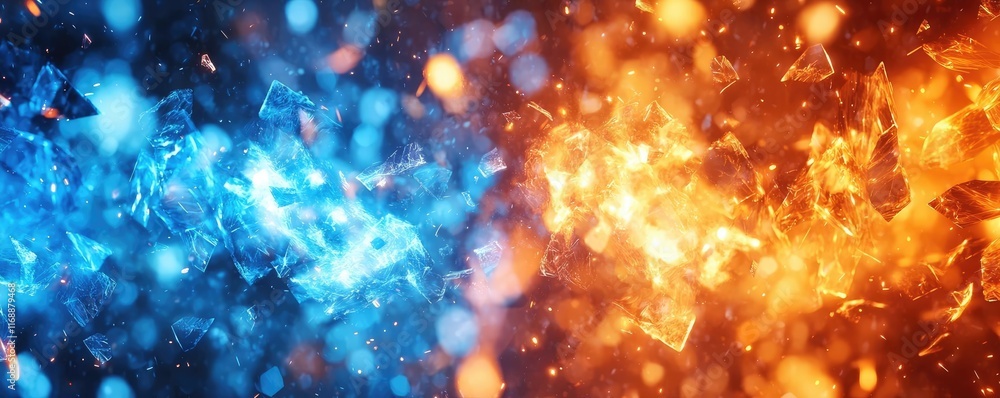 Poster burst abstract background idea. dynamic blend of blue and orange colors creates a visually striking 