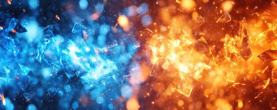 Burst abstract background idea. Dynamic blend of blue and orange colors creates a visually striking abstract background.