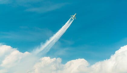 Fototapeta premium A scene where an airplane cuts through the clouds and flies through the sky