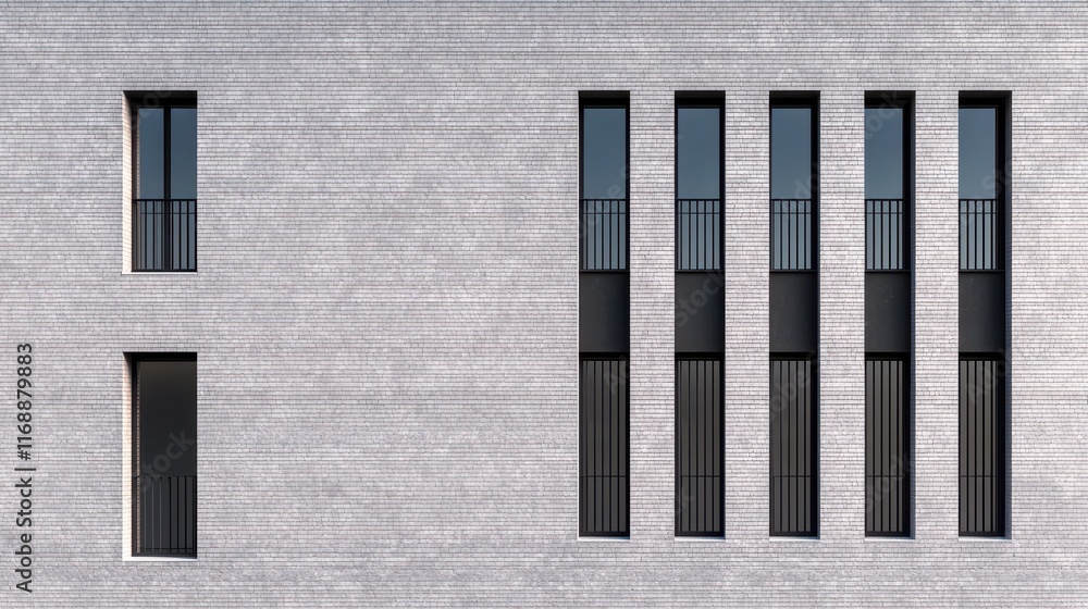Poster modern architectural facade with symmetrical windows and lines