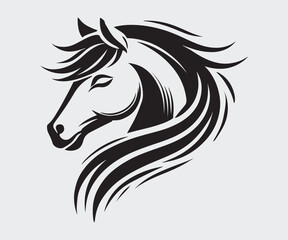 silhouette of a horse's head in black and white