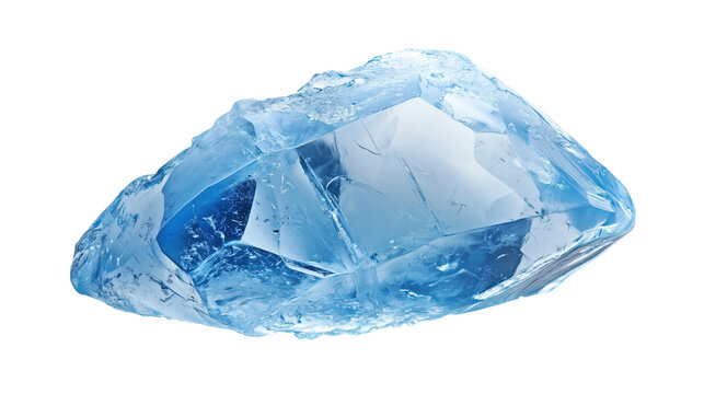 one single raw sky blue topaz isolated on solid white background	