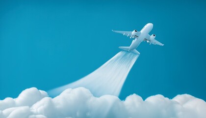Fototapeta premium A scene where an airplane cuts through the clouds and flies through the sky