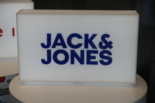İstanbul,Turkey-Oct.5th 2024:JACK & JONES brand logo close up