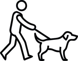 Man walking with dog vector silhouette. 