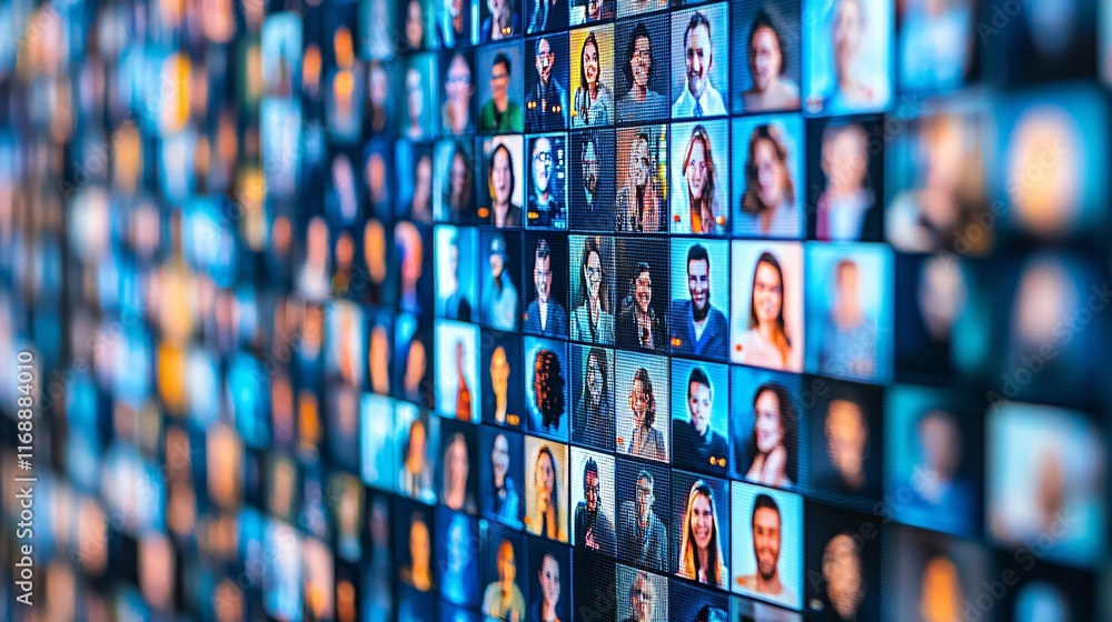 Poster Business Smart Digital Transformation Success seamless digital interfaces connecting team members remotely Stock Photo with side copy space