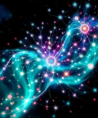 Fototapeta premium Cosmic Nebula: Breathing Galaxy in Blue-Purple Hues