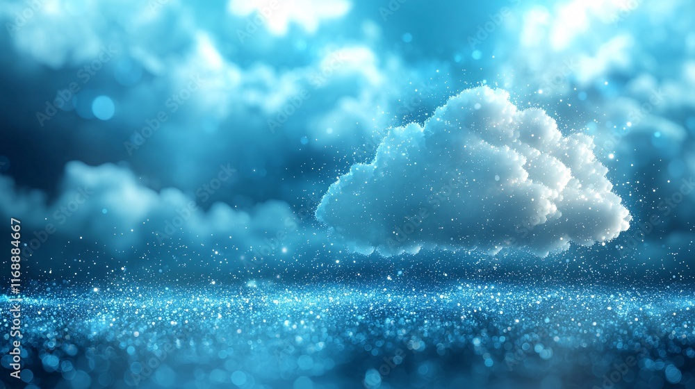 Poster Business Smart Cloud Solutions Scalability cloud servers in modern data centers with dynamic monitoring Stock Photo with side copy space